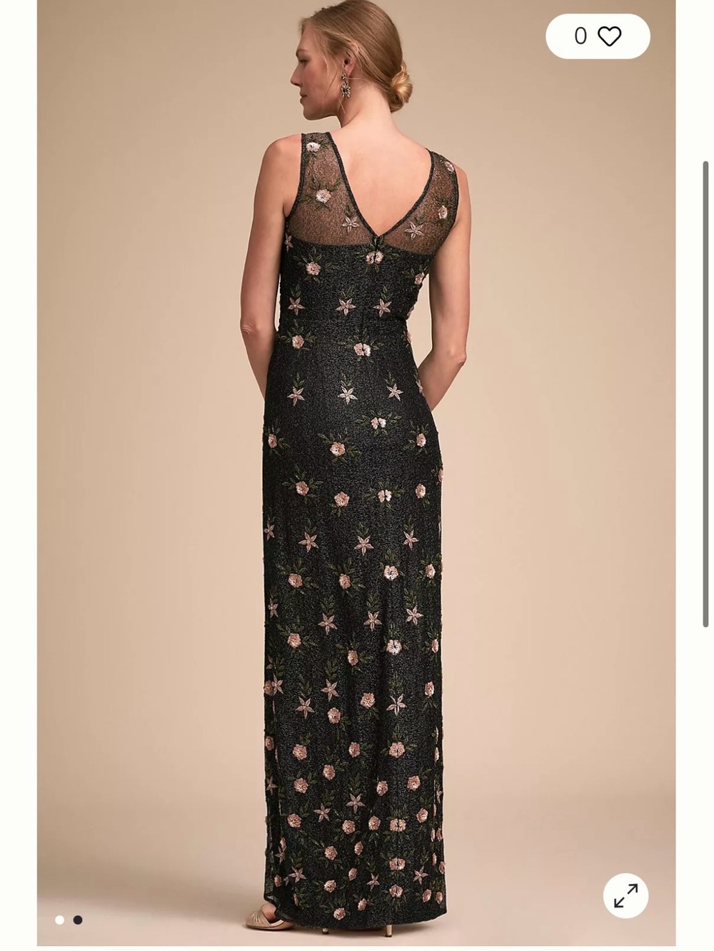 BHLDN Black Maxi Dress with Pink Floral Embroidery - Picture 2 of 5